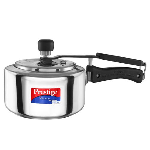 Prestige Nakshatra Alpha Svachh Stainless Steel Spillage Control Pressure Cooker 2 L (Silver)