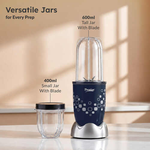 Prestige Nutri-Mate 400W Mixer Grinder|Compact Multipurpose Blender with 2 Jars & 3 Lids (Sipper, Storage, Sprinkle)|Dual Safety Interlock System|Ideal for Smoothies, Juices & Chutneys|1Y Warranty.