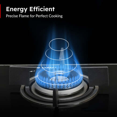 Prestige Efficia Convertible 2 Burner Glasstop Hob|One-Touch Advance Auto-Ignition|Cast-Iron Pan Support|Toughened Glass|SABAF Burners|Ultra-Slim Body|5 Years Warranty on Glass|Black