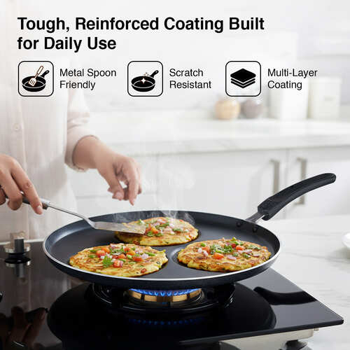 Prestige Omega Select Plus 3-Layer Metal Spoon-friendly Set Dosa Tawa (Black)