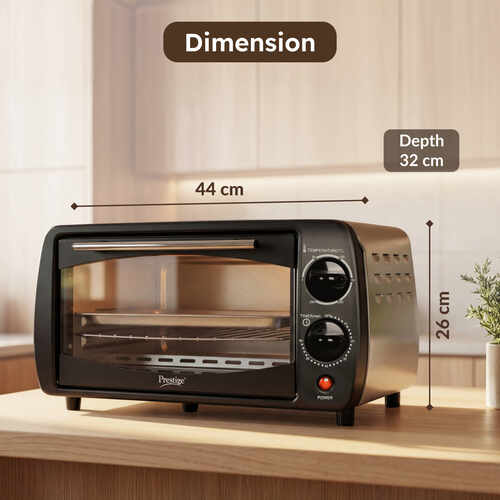 Prestige POTG 9 PC Oven Toaster Griller 9 L with Two-high Efficiency Quartz Heaters (Black)