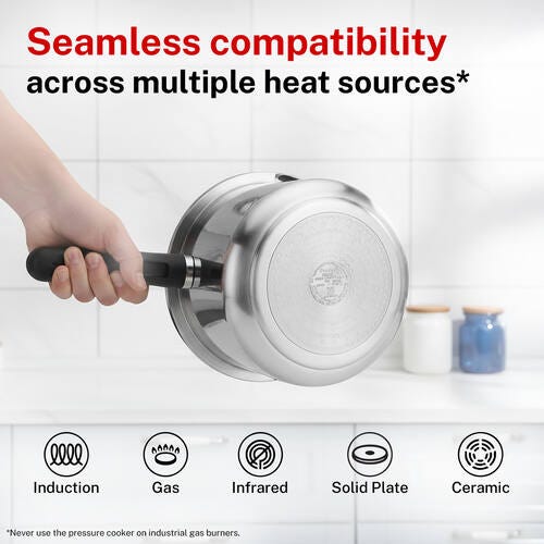 Prestige Svachh Aluminium Anti Bulge Gas and Induction Compatible Pressure Cooker Combo 5 L and 3 L (Silver)