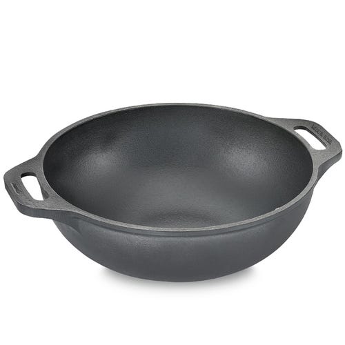Prestige Cast Iron Scratch Resistant Round Base Kadai, (Black)