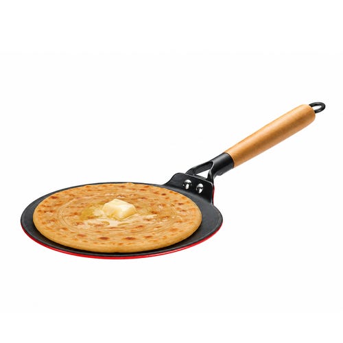 Prestige Castlite Enamel Coated Lightweight Cast Iron Concave Tawa 25cm | High Heat Retention, Rust-Proof | Gas & Induction Compatible | Low-Oil Cooking | Stay-Cool Handle | Easy Clean | 15Y Warranty