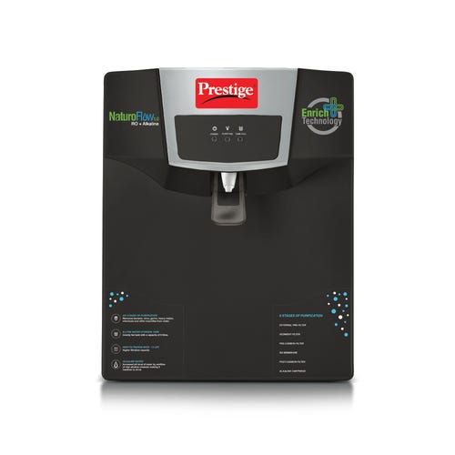 Prestige CleanHome Naturoflow 1.0 RO+ Alkaline Water Purifier, 8L (Black)