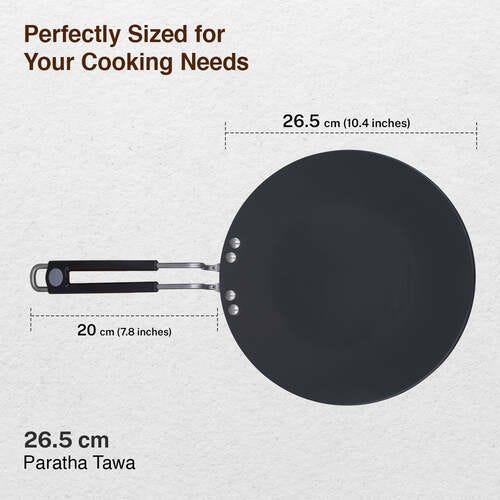 Prestige Hard Anodised Plus Gas and Induction Compatible Roti Tawa, 26.5cm (Black)