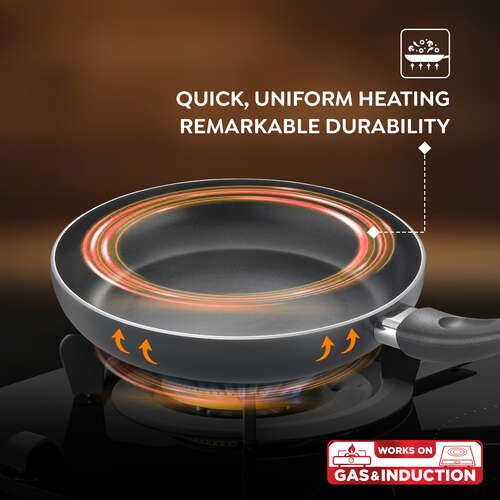 Prestige Svachh Byk Set Aluminium Non Stick Cookware, Omni Tawa Dia 28 Cm -1 Unit, Fry Pan Dia 24 Cm - 1 Unit, Kadai with Glass Lid Dia 24 cm -1 Unit