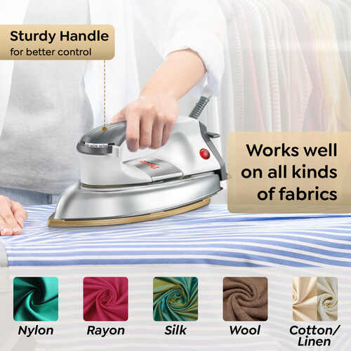 Prestige PDI 06 Dry Iron 1000 W with Greblon Coated Sole Plate (Silver)