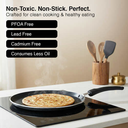 Prestige Non-stick Dosa Tawa 27.5cm | OSP IB | Gas & Induction Compatible | PFOA Free | Metal Spoon Friendly | Sturdy Handle | 1Y Warranty | ISI Certified