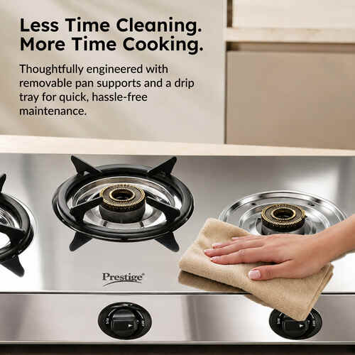 Prestige L.P. Gas Table – Perfect + (With Stainless Steel Body and 3 Unit Brass Burners)