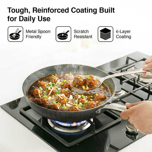 Prestige Durastone Hard Anodised 6 Layer Non-Stick Fry Pan, (24 cm, 1.9 Litre) (Black)