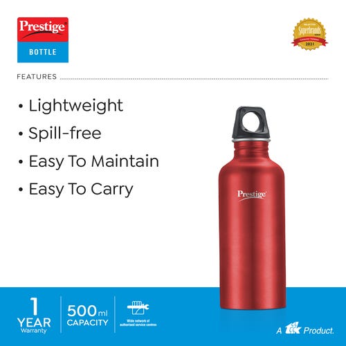 Prestige PSWBC Stainless Steel Water Bottle, (Red)