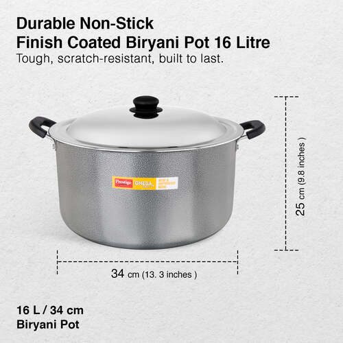 Prestige Omega Select Plus Non-stick PFOA Free Biryani Pot with Stainless Steel Lid