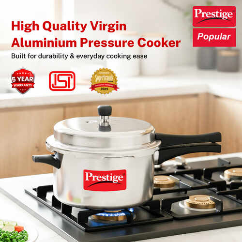 Prestige Popular Virgin Aluminium Precision Weight Valve Pressure Cooker, 7.5 L (Silver)