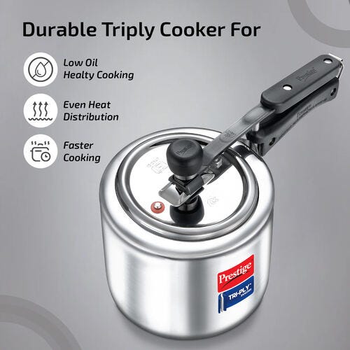 Prestige Tri-Ply Svachh Inner Lid Pressure Cooker Combi Pack