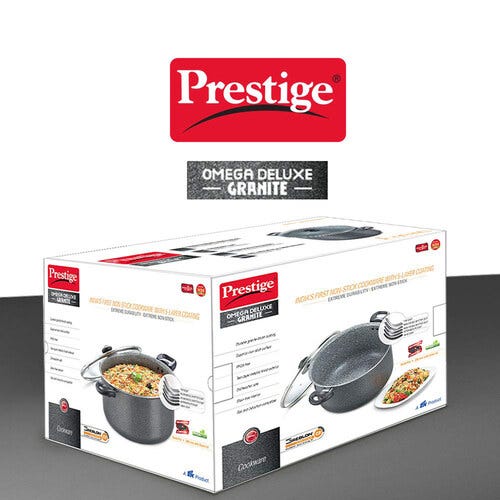 Prestige Omega Deluxe Granite Non-stick Stock Pot, (Black)