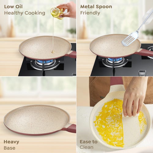 Prestige Omega Die-Cast Non-Stick Omni Tawa | 3-Layer Coating | Die-Cast Body | Metal Spoon Friendly | Heavy Base