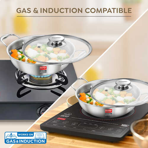 Prestige TRIPLY HexaMagic Kadai | Durable Honeycomb Non-Stick Structure | Low Oil Consumption | Metal Spoon Friendly | Gas & Induction Compatible | 15Y Product & 3Y Coating Warranty| ISI