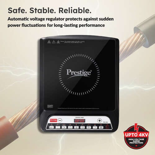 Prestige PIC 20.0 Induction Cooktop 1600 W with Push Buttons (Black) | Indian Menu Options