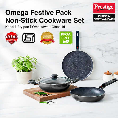 Prestige Festival Pack Induction Bottom Non-Stick Coated Cookware Set (Aluminium, 3 - Piece)