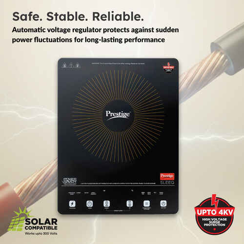 Prestige Sleeq 2300 Watts Induction Cooktop | 4KV Surge Protection | 7 Preset Indian Menu Options & Timer | Soft Touch Button | Easy to Clean | Portable | 1Y Warranty | Black | BIS Certified