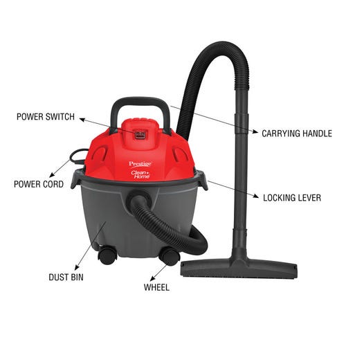 Prestige CleanHome Typhoon 05 Vacuum Cleaner with Advanced HEPA Filter, 1200 W (Black, Red)