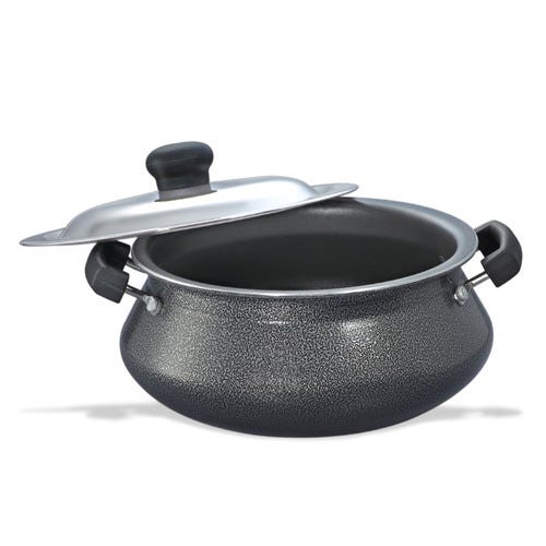 Prestige Omega Select Plus Teflon Non-stick Coated Handi with Stainless Steel Lid and Scrubber for Non-Stick Cookware, (Black)
