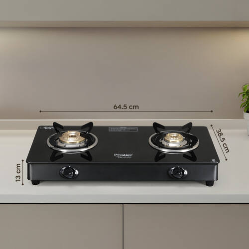 Prestige Marvel Plus Toughened Glass Top Gas Stove (2 Burners) - GTM 02-Black