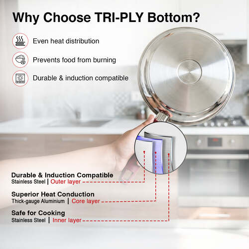 Prestige Platina Popular Stainless Steel Unique Impact Forged Bottom Fry Pan 26cm (3 L) (Silver)