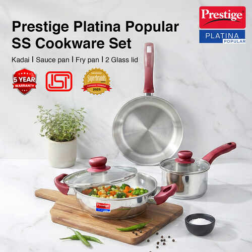 Prestige Platina Popular Stainless Steel 3PCS BYK SET Cookware