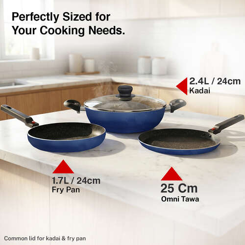 Prestige Omega Aluminium Non-Stick Cookware Festival Pack - Build Your Kitchen 3 pcs Set