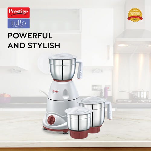 Prestige 500 Watts Tulip Classic Mixer Grinder with 3 Stainless Steel Jars