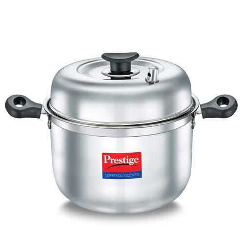 Prestige Super Stainless Steel Steam Vent Idli Cooker, 6 Plate (Silver)