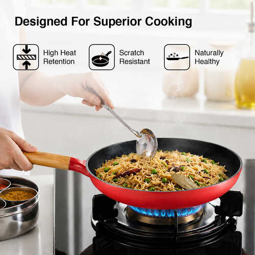 Prestige Castlite Enamel Coated Cast Iron Fry Pan | Lightweight, High Heat Retention | Enamel Coated | Gas & Induction Compatible|Low-Oil Cooking|Stay-Cool Handle | Easy Clean |15Y Warranty