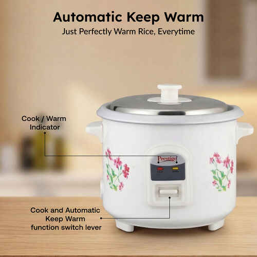 Prestige Delight PRWO Electric Rice Cooker (White), 0.6 Litre