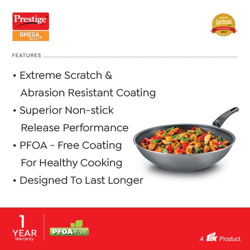 Prestige Omega Select Plus Non-Stick PFOA Free Chinese Wok, 30 cm (Black)