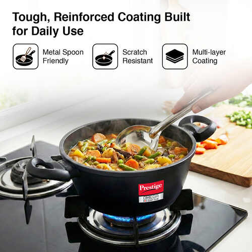 Omega Die-Cast Plus Aluminium Non-Stick Casserole 20 Cm with Glass Lid
