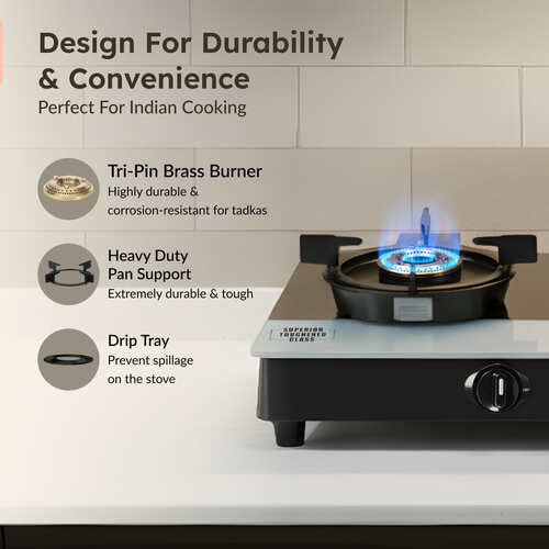Prestige Svachh Duo Toughened Glasstop Gas Stove with Liftable 2 Burners (Black) - GTSD 02