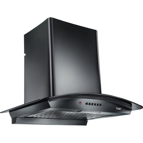 Prestige Kitchen Hood Bliss 60cm Filterless|Powder Coated|3 Speed Controls|Push Buttons Auto Clean Wall Mounted Black 1100 CMH Chimney ()