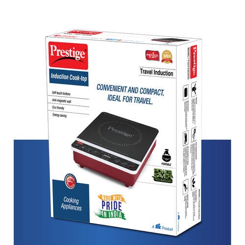 Prestige Travel Induction Cooktop 1200 W with Soft Touch Buttons (Red, Black)