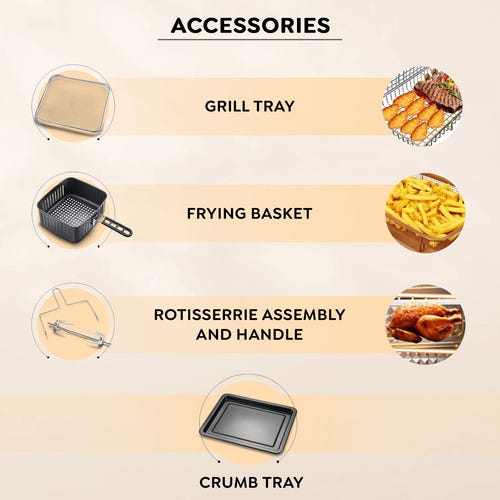 Prestige AirChef 12L Air Fryer Oven | 1800 Watts | 360° Rapid Air Technology | Multi-level Cooking | Rotisserie | 10 Preset Menu | 80% less Oil Consumption | Rose Gold | 1Y Warranty | ISI Certified