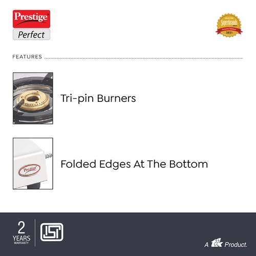 Prestige Perfect Manual Stainless steel 3 Burners Gas Stove, Silver