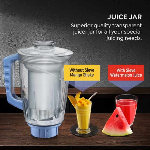 Prestige Iris 750 Watt Mixer Grinder with 4 Jars (3 Stainless Steel + 1 Juicer) | Super Efficient SS Blades | White | 2Y Warranty | ISI Certified