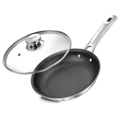 Prestige TRIPLY HexaMagic Fry Pan 24cm/1.7L | Durable Honeycomb Non-Stick Structure | Low Oil Consumption | Metal Spoon Friendly | Gas & Induction Compatible | 15Y Product & 3Y Coating Warranty| ISI