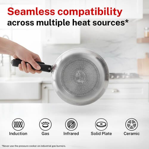 Prestige Nakshatra Plus Svachh Aluminium Spillage Control Handi Pressure Cooker, 3 L (Silver)