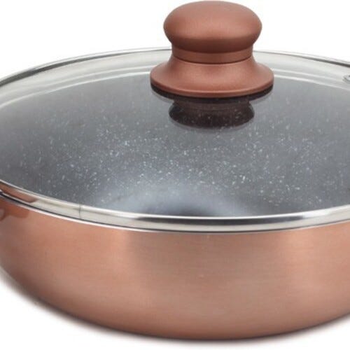 Prestige Omega Marble Kadhai 24 cm diameter with Lid 2.4 L capacity (Aluminium, Non-stick, Induction Bottom)