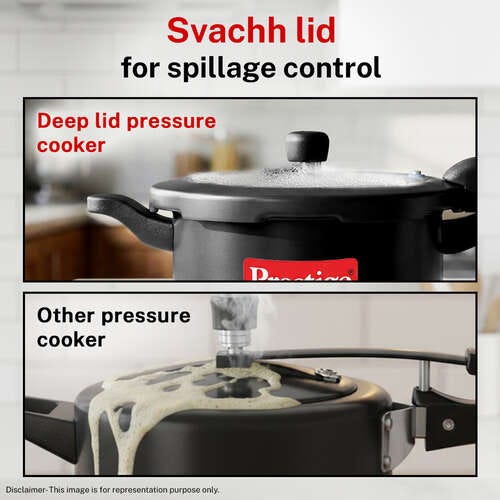 Prestige Svachh Hard Anodised Spillage Control Pressure Cooker, 7.5 L (Black)