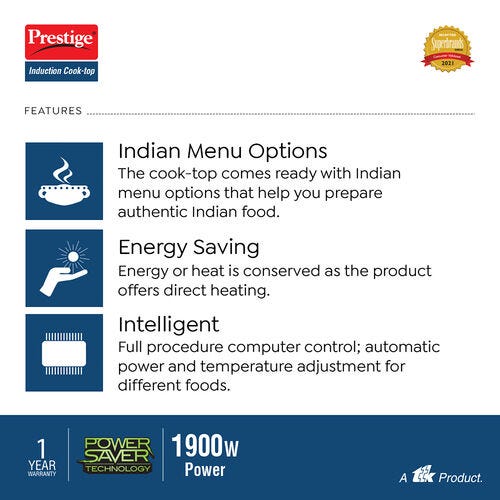 Prestige PIC 23.0 1900 Watts Indian Menu Options Induction Cooktop