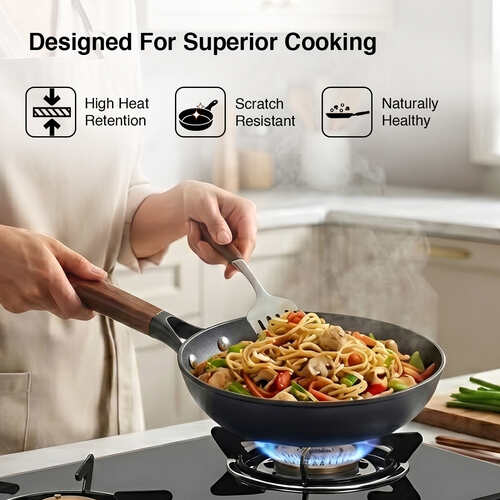 Prestige Castlite Patterned Enamel Coated Cast Iron Fry Pan 20cm/0.9L | High Heat Retention, Rust-Proof | Gas & Induction Compatible | Low-Oil Cooking | Stay-Cool Handle | Easy Clean | 15Y Warranty