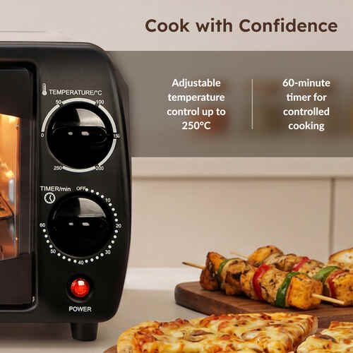 Prestige POTG 9 PC Oven Toaster Griller 9 L with Two-high Efficiency Quartz Heaters (Black)